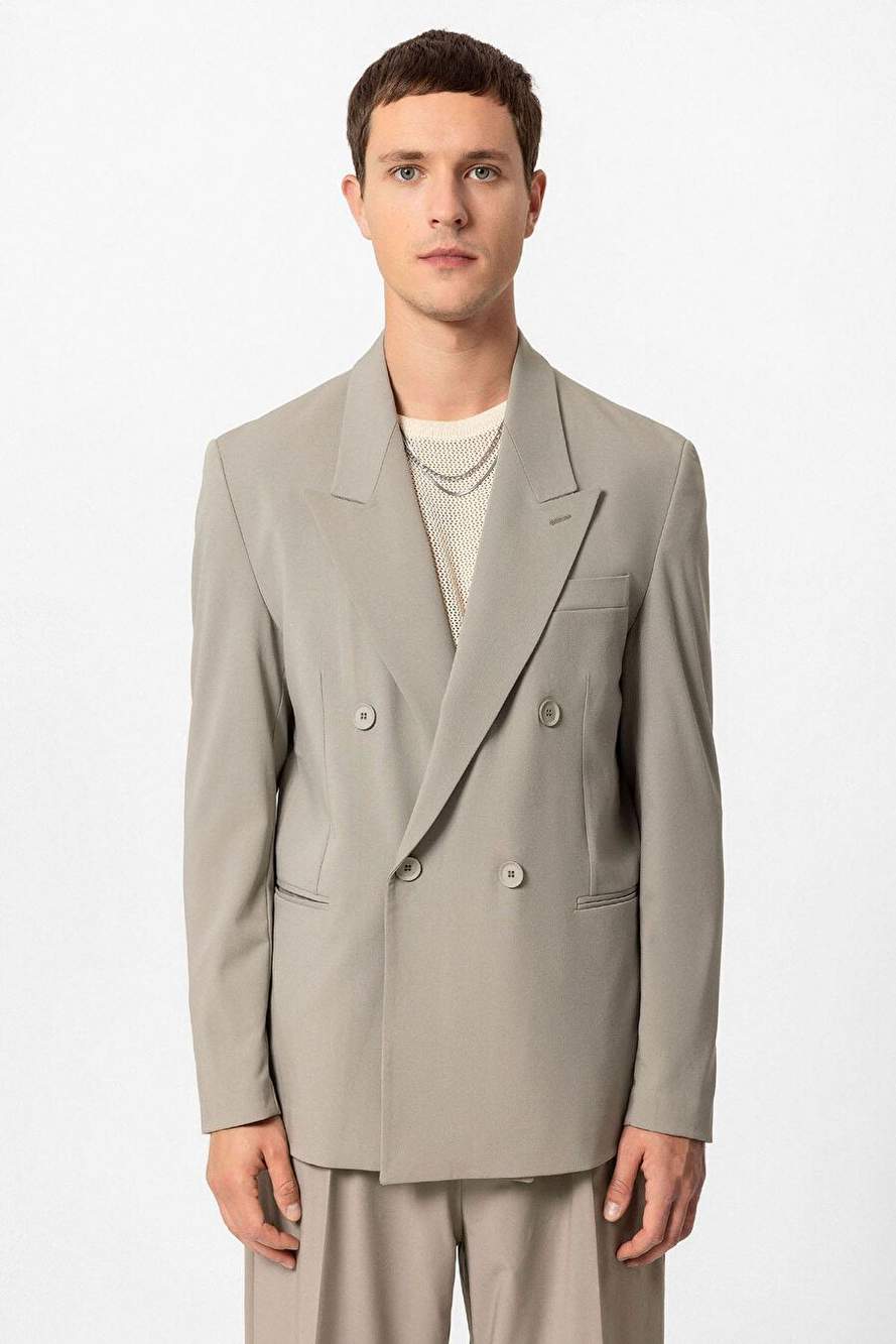 Antioch Ack Haki Tek Dugme Kruvaze Erkek Blazer Ceket — Product image 4 of 7