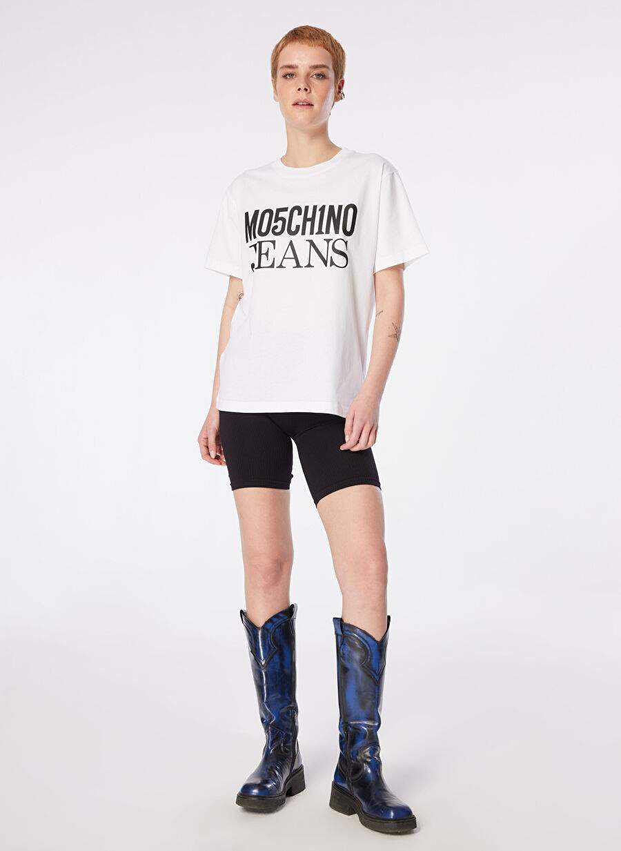 Moschino Jeans Round Collar Baskl White Kadn T Shirt 241k1j0712 — Product image 3 of 8