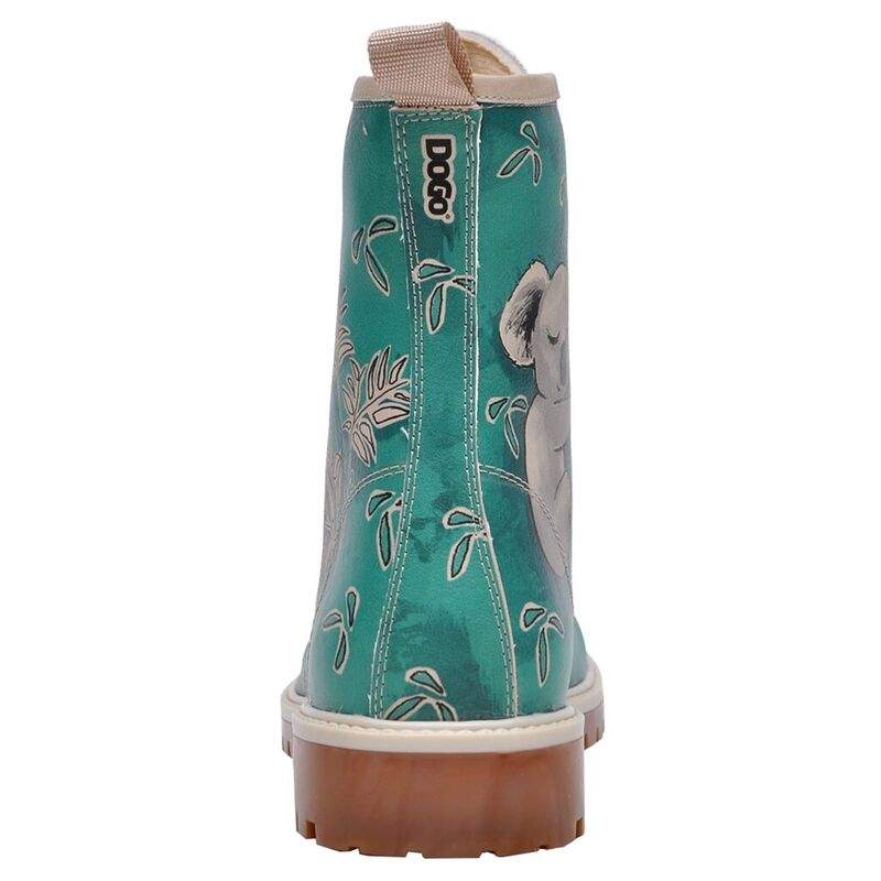 Women Vegan Leather Green Long Boots - Koala Hug Design — Product image 8 of 10