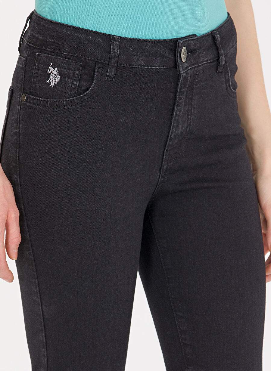 U.S. Polo Assn. Normal Bel Boru Paça Toothpick Siyah Kadın Denim Pantolon MATI23Y-S — صورة المنتج 5 من 6