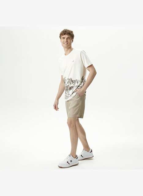Nautica Men's Beige Classic Fit Linen Bermuda
