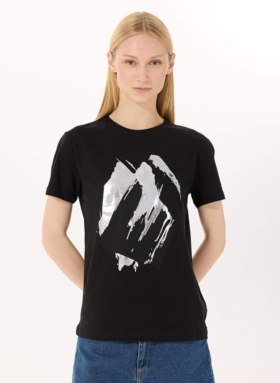 Limon Siyah Kadın Loose Fit Baskılı T-Shirt L5SL-TST5810 — صورة المنتج 11 من 35