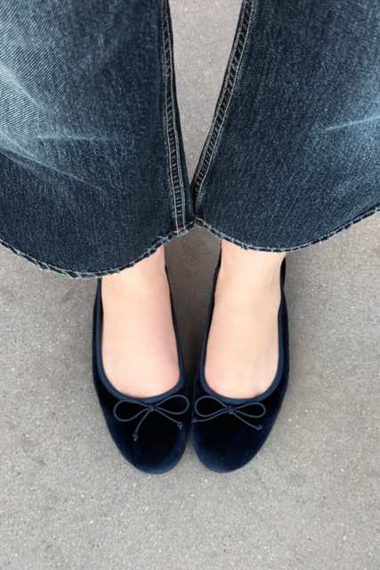 VELVET-EFFECT SLINGBACK BALLET FLATS