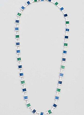 Renkli Baget Tasl 18 Ayar Beyaz Altn Kaplama 42 Cm Gumus Gerdanlk — Product image 5 of 35