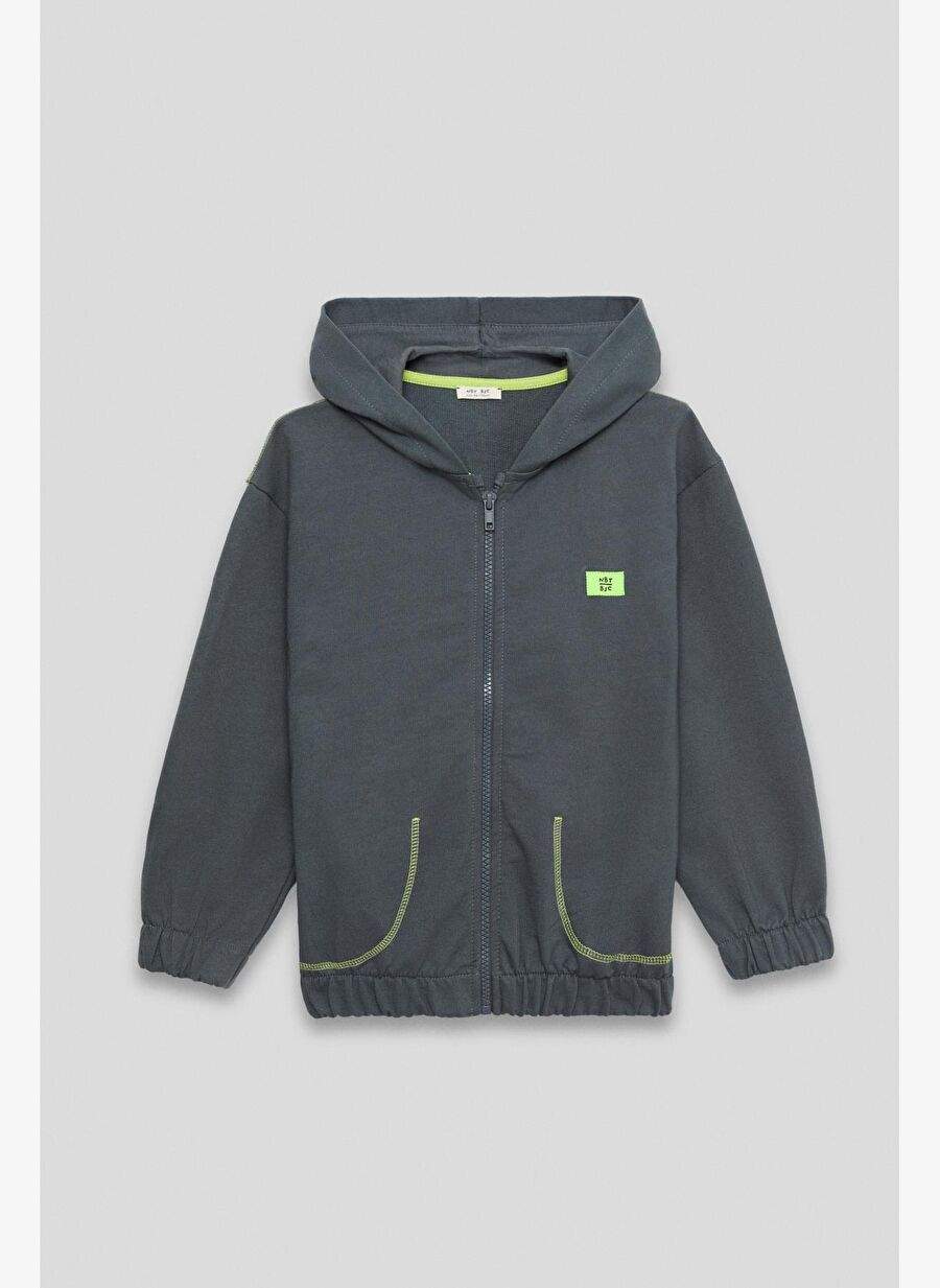 BG Store Men's Children's Anthracite Sweatsuit Top — صورة المنتج 5 من 7
