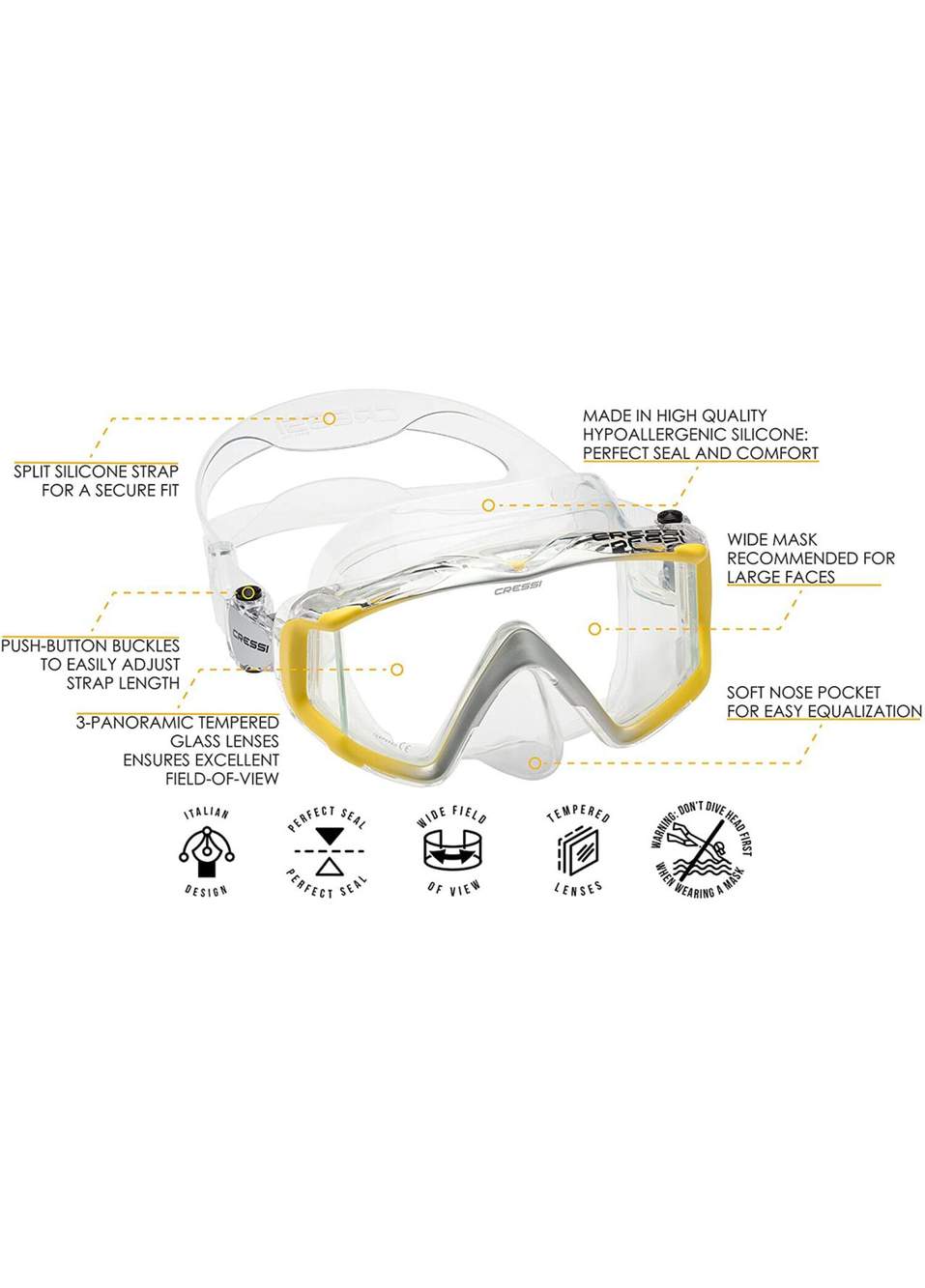 Liberty Clear Yellow Diving Mask — Product image 5 of 7