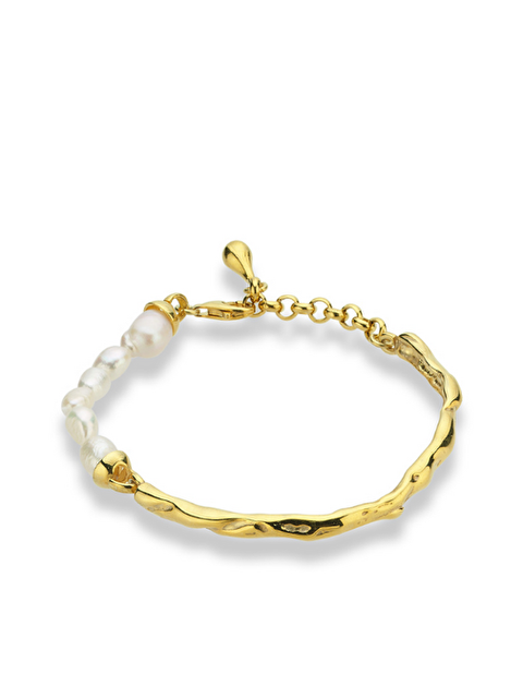 Yira Handcuff Pearl Bracelet Gold