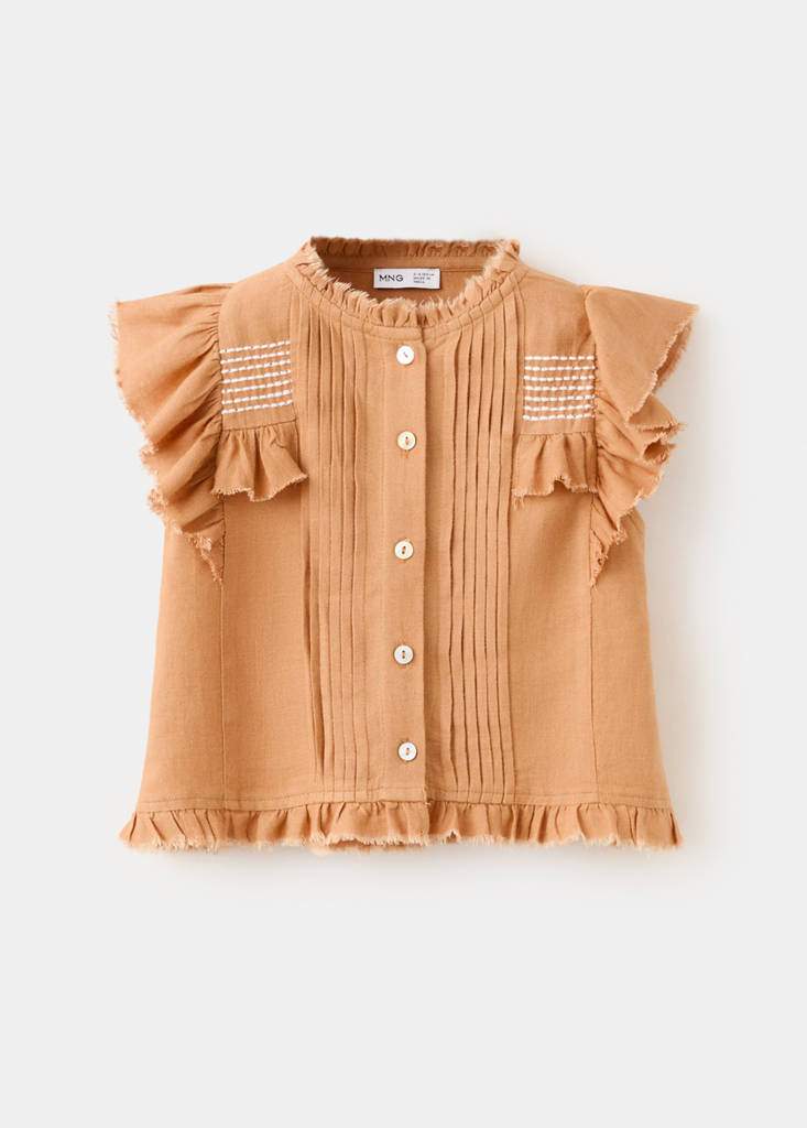 Linen blouse with frayed details — Product image 4 of 6