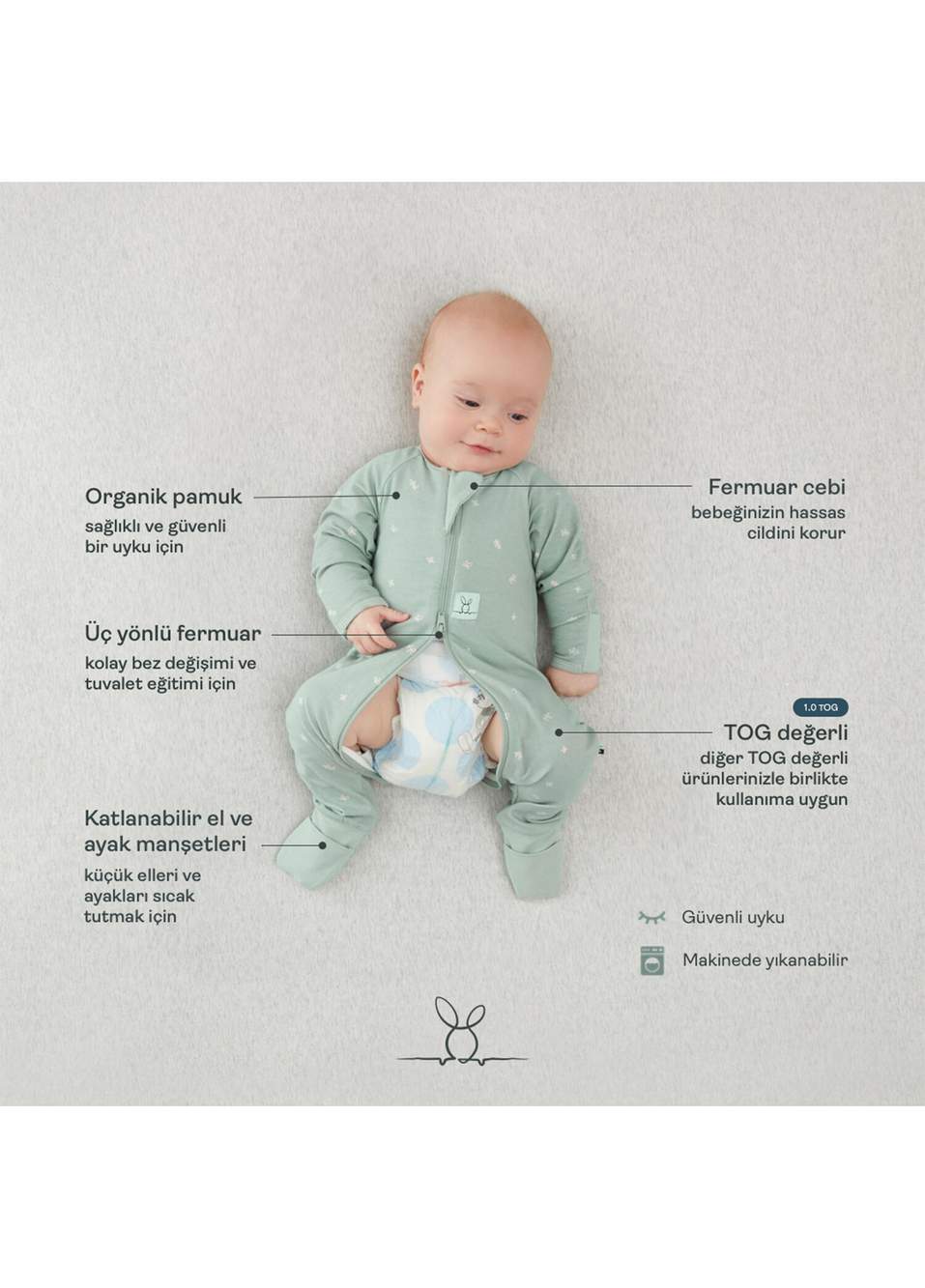 1.0 TOG Organik Pamuklu Pijama Tulum — صورة المنتج 5 من 8