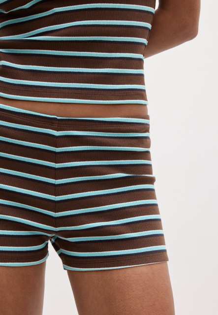 Ribbed striped mini shorts