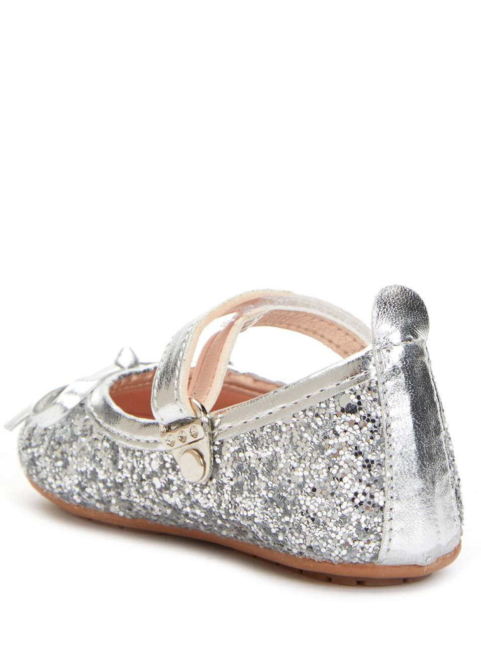 Silver Glitter Baby Girl First Steps Shoes — صورة المنتج 3 من 4
