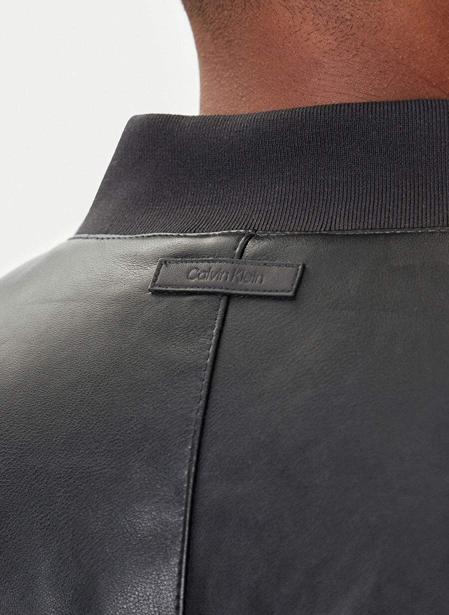 Calvin Klein Jeans Black Male Bomber Classic Fit Leather Jacket Lv04rc407gub1 Ls Faux Leather Bombe — Product image 4 of 5