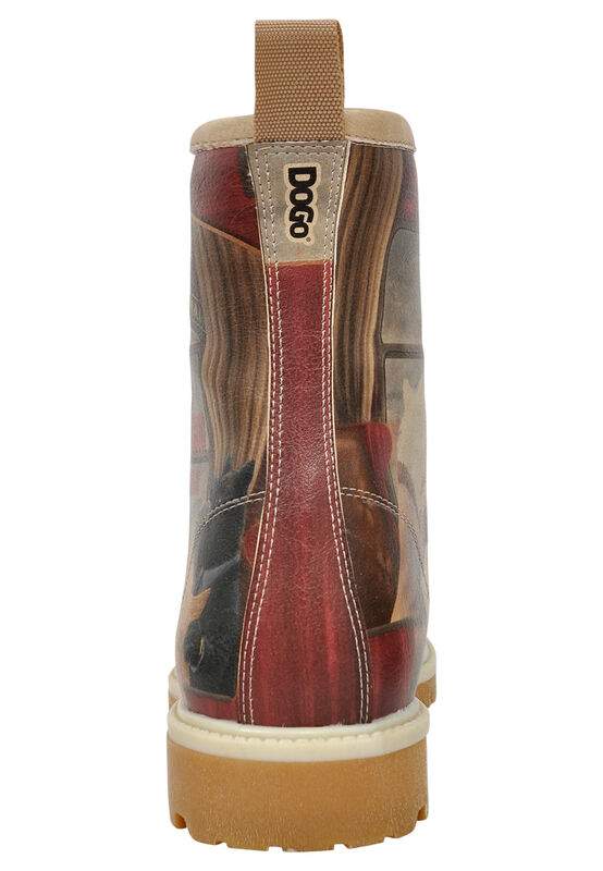 Women Vegan Leather Red Long Boots - Scottish Dining Car Design — Product image 6 of 6