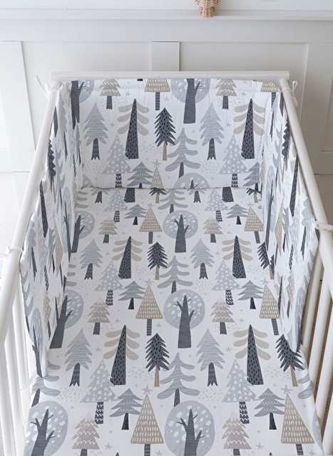 Baby Bedside Protective and Printed Sheet Sleep Set - Iconic Series - Winter Pines