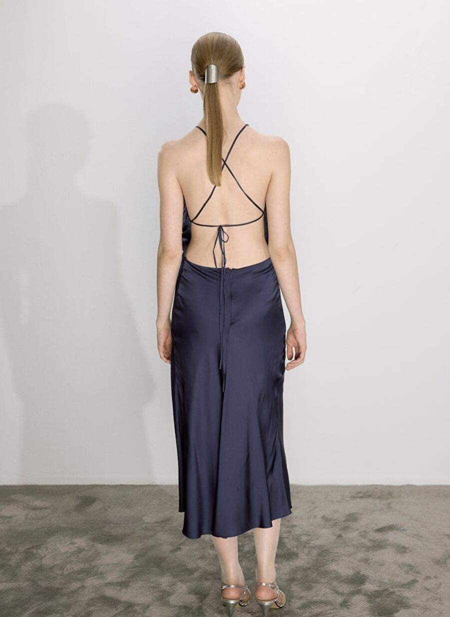 Reese Satin Dress Night Blue — Product image 3 of 5