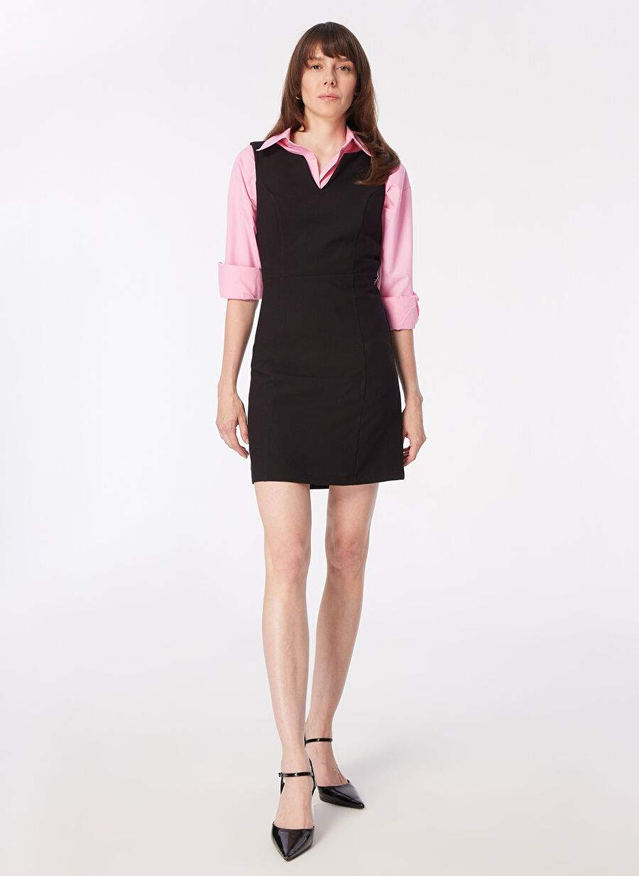 Pierre Cardin V-neck Black Women's Dress Below the Knee MUDE — Product image 3 of 8
