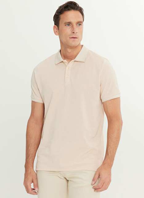 Altınyıldız Classics Polo Yaka Düz Açık Bej Erkek Polo T-Shirt 4A4820200047