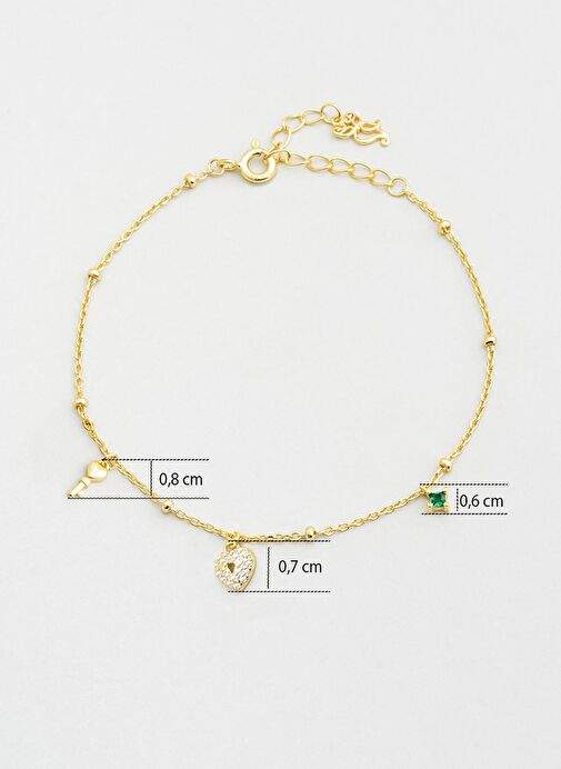 Ask Anahtar 18 Ayar Sar Altn Kaplama 24 Cm Gumus Kalp Halhal — Product image 12 of 25
