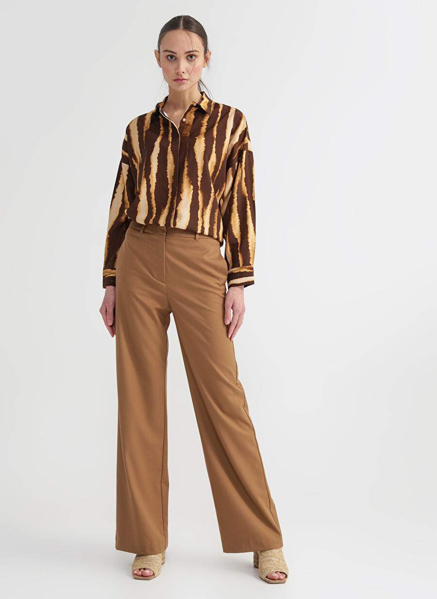 Factory Comfort Basic Patterned Brown - Beige Women's Shirt CM-SORIS — Product image 3 of 6