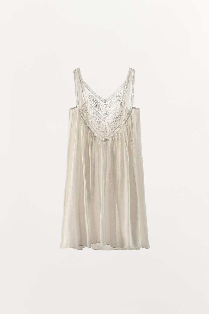 FLORAL EMBROIDERED PLEATED DRESS — Product image 13 of 15