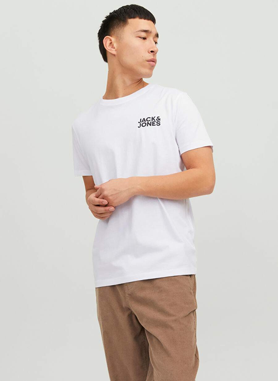 White Men's Cotton T-Shirt 12151955_JJECORP LOGO TEE SS O-NECK — Product image 7 of 7