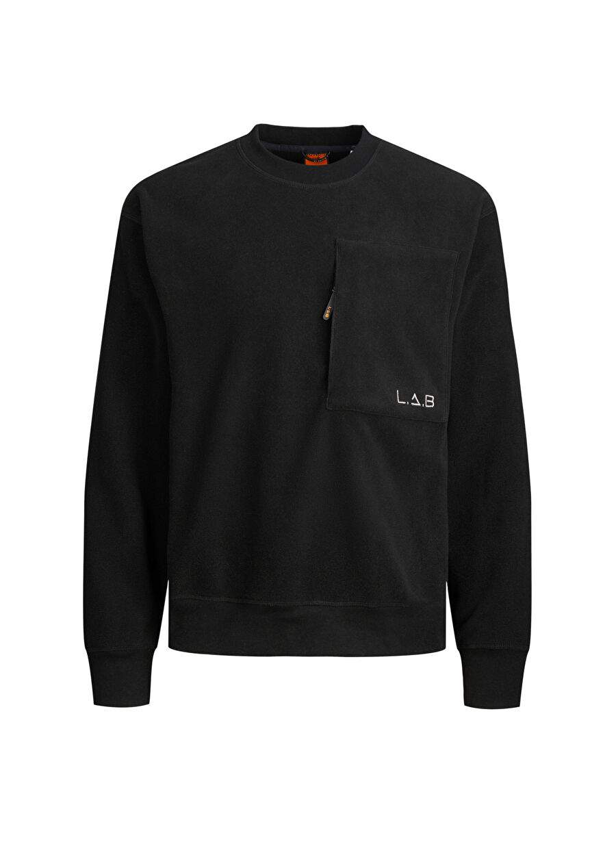 Jack & Jones Siyah Erkek Yuvarlak Yaka Geniş Fit Sweatshirt 12241523_JCOLAB SWEAT CREW NECK AW2 — صورة المنتج 7 من 7