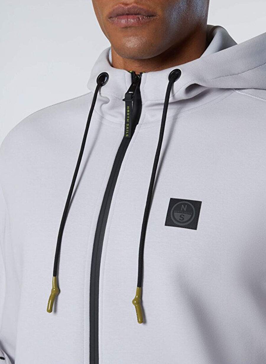 North Sails Gri Erkek Fermuarl Regular Fit Logo Baskl Sweatshirt Ns0000691097 — صورة المنتج 5 من 8