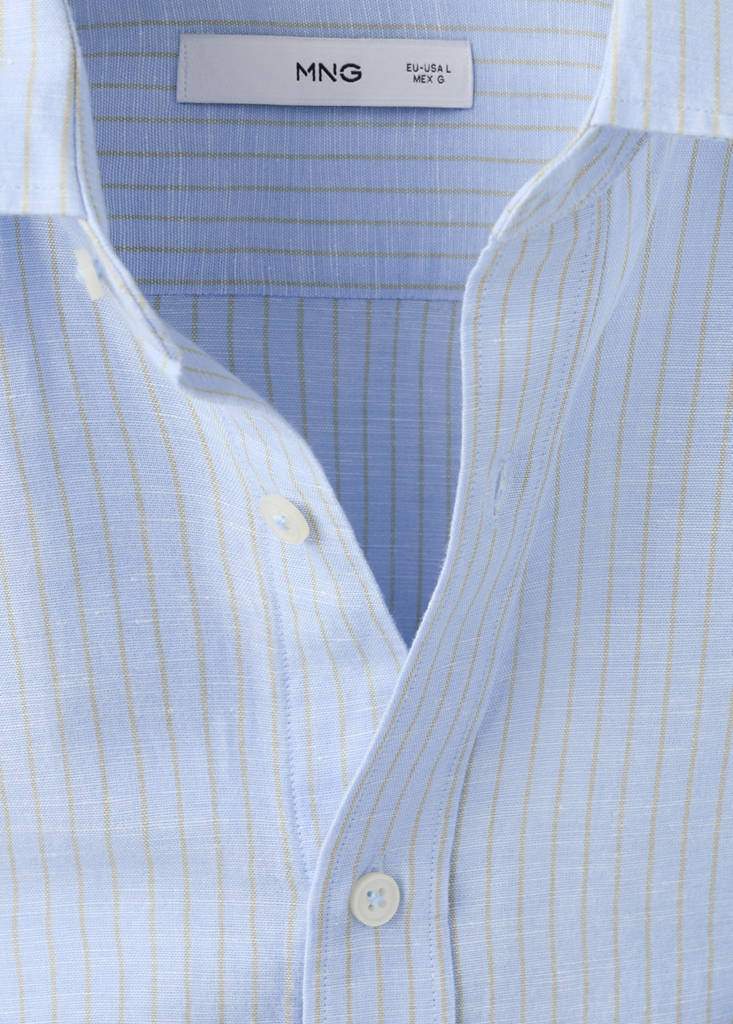 Regular-fit striped cotton-linen shirt — Product image 25 of 26