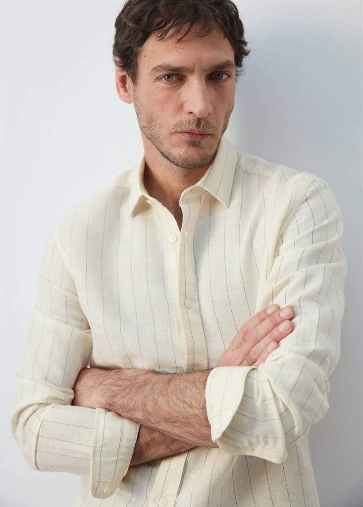 Regular-fit striped cotton-linen shirt — Product image 14 of 26