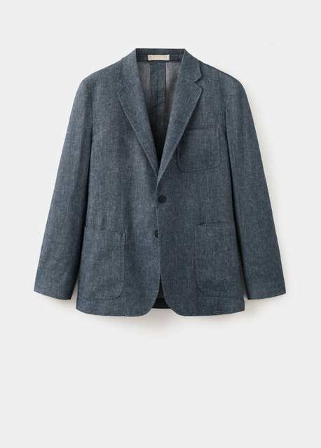 Slim fit linen cotton-blend blazer