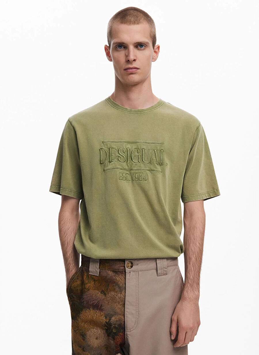 Desigual Haki Erkek Regular Fit T Shirt 25smtk13 Man Knit T Shirt Short Sle — Product image 10 of 20
