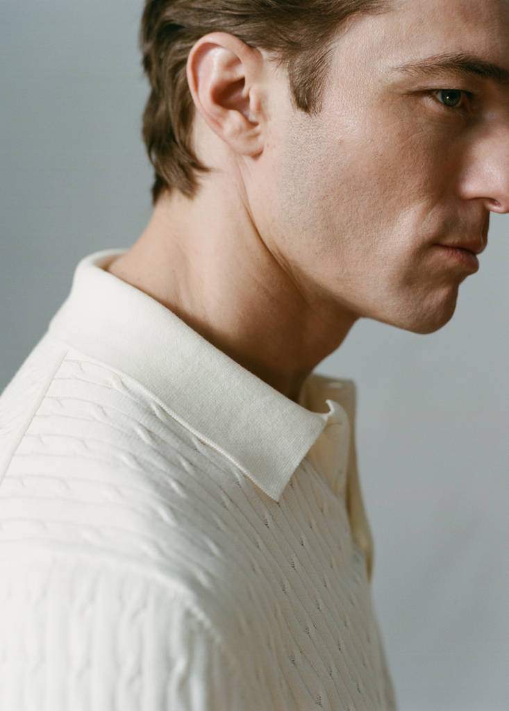 100% cotton braided knitted polo shirt — Product image 14 of 29