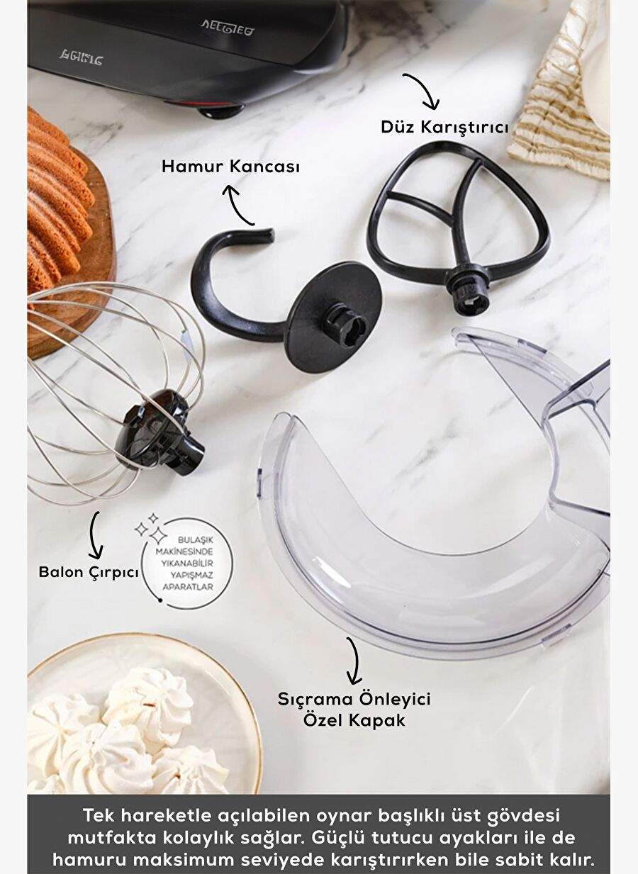 Emsan Maestrochef Stella Hamur Yoğurma Makinesi White 1500W 5L — صورة المنتج 3 من 5