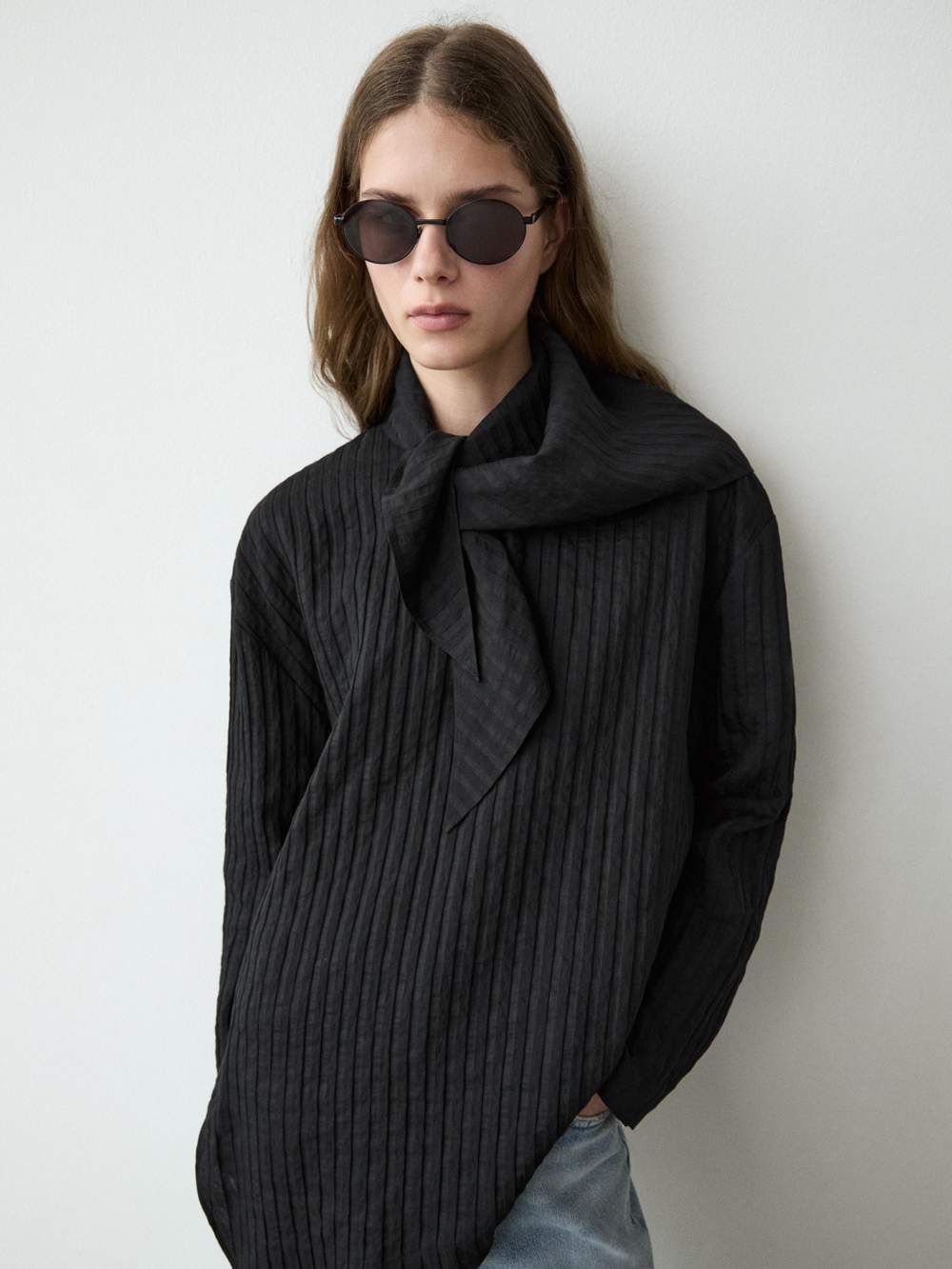 Striped flowing shirt with scarf detail — Product image 10 of 22