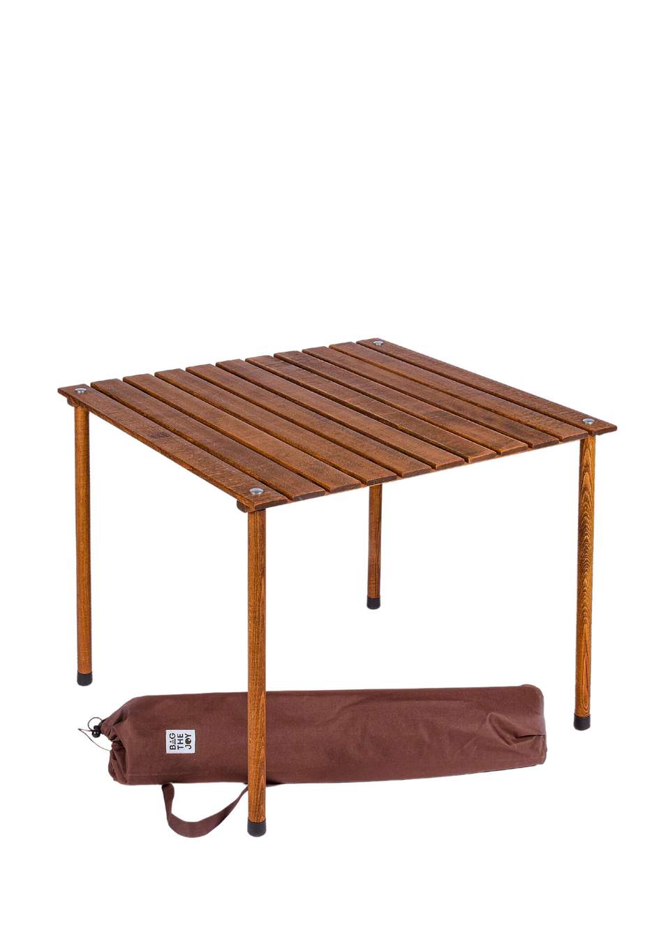 Ahşap Kahverengi Hardal Katlanır Kamp Masa ve Sandalye Seti 70x70x55 cm — صورة المنتج 4 من 5