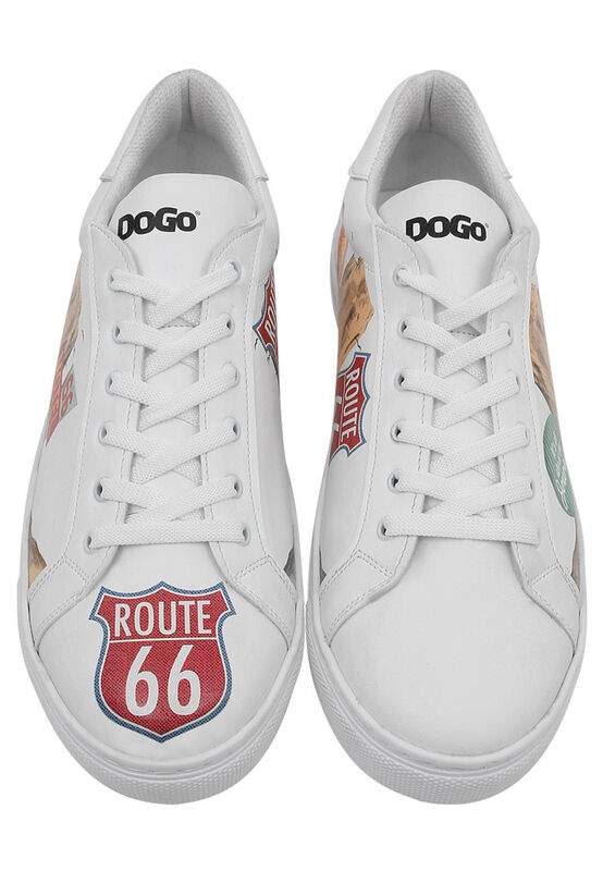 Men Vegan Leather White Sneakers - Route 66 Design — صورة المنتج 7 من 8