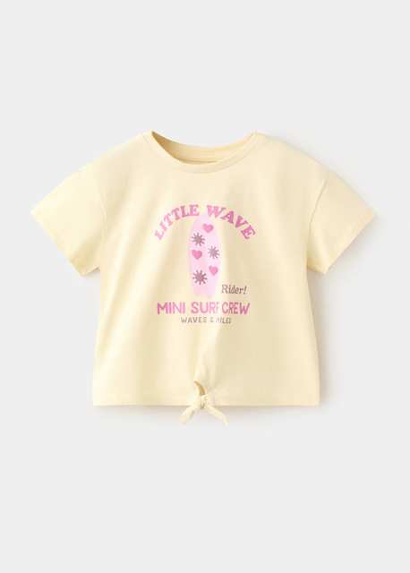 Printed T-shirt with tie detail