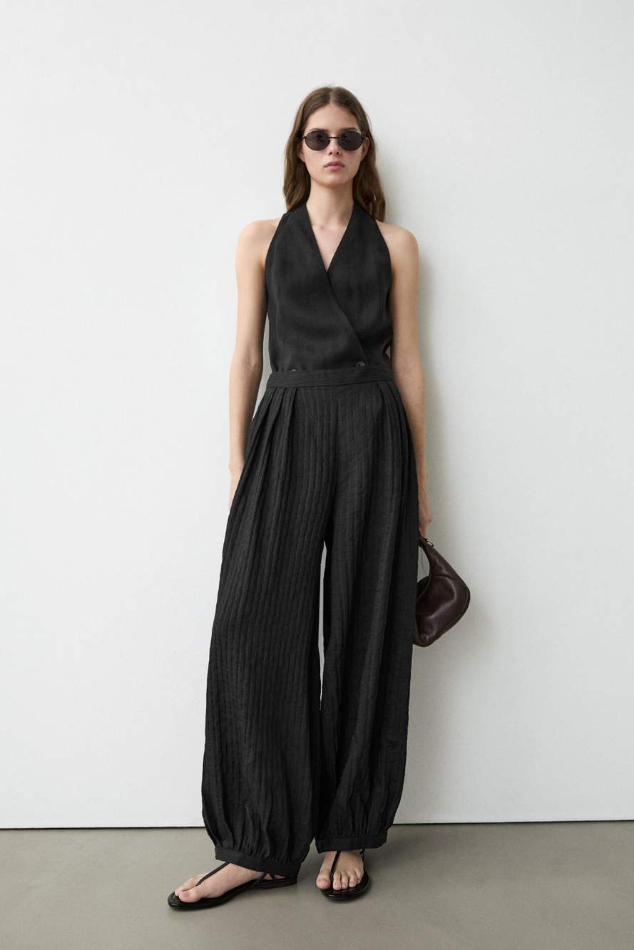 Flowing linen blend sarouel trousers — Product image 9 of 18