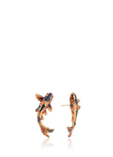 Koi Fish Salmon 22K Gold Plated Women's Earrings
