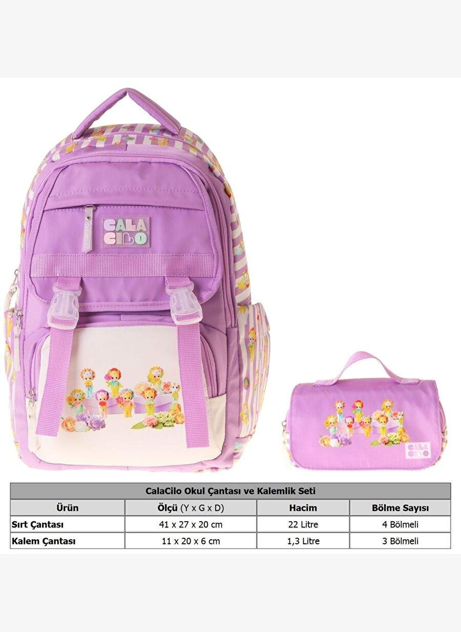 CalaCilo Flowers Girl Children Flowers Printed School Backpack and Pencilling Set - SETTCC-C4071C — Product image 3 of 3