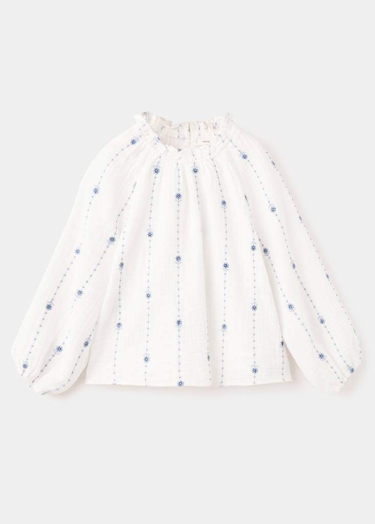 Flower-embroidered cotton blouse — Product image 3 of 6