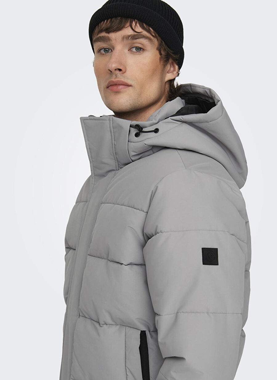 Only & Sons Grey Men's Coat 22020156_ONSCARL LIFE LONG QUILTED — Product image 8 of 8