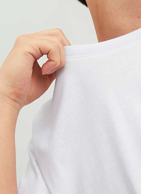 White Men's Cotton T-Shirt 12151955_JJECORP LOGO TEE SS O-NECK