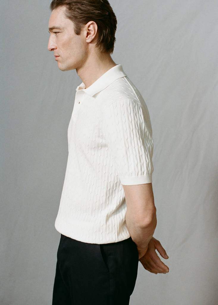 100% cotton braided knitted polo shirt — Product image 17 of 29