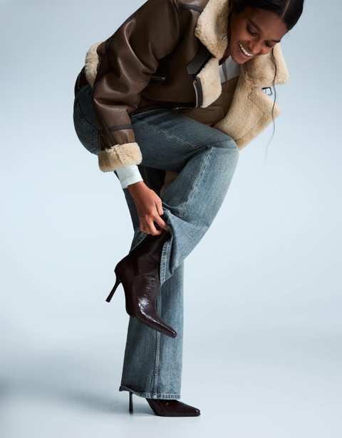 Embossed high-heel ankle boots