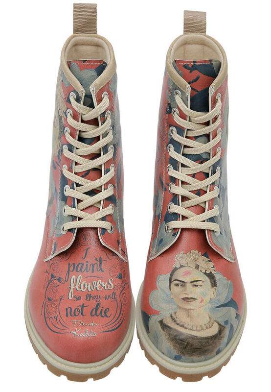 Women Vegan Leather Multicolor Long Boots - Frida Painting Frida Kahlo Design — Product image 5 of 8