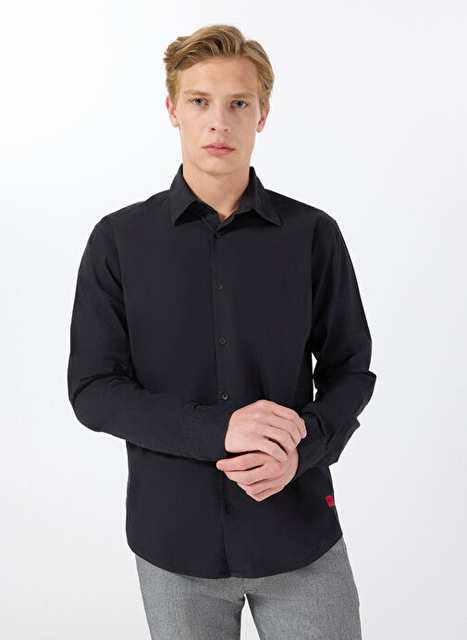 Hugo Siyah Erkek Slim Fit Gomlek 50500216 Ermo 10252145 01