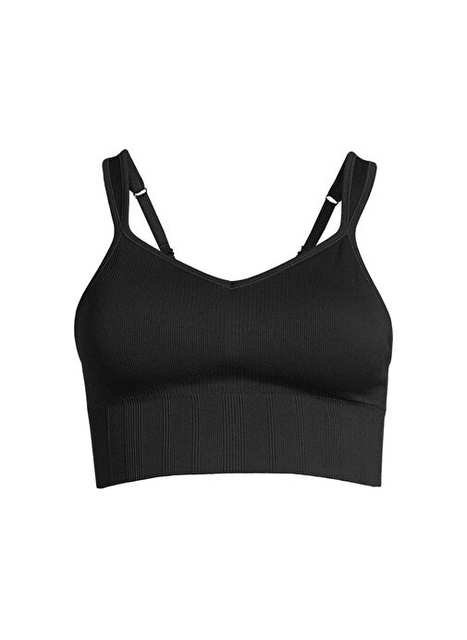 Casall 23180-901 Seamless Rib Padded Sport Kadın Siyah Normal Kalıp Sporcu Sütyeni