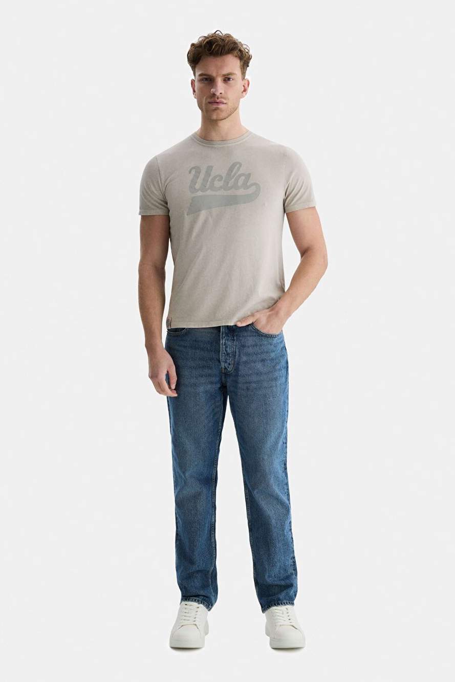 MARGAN Gri Bisiklet Yaka Baskılı Erkek Tshirt — صورة المنتج 5 من 8