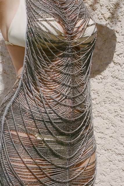 SHIMMER HALTER MINI DRESS